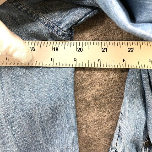 American Eagle Jegging Fit Popover Top Womens S Pintuck Chambray Lyocell - Picture 7 of 9